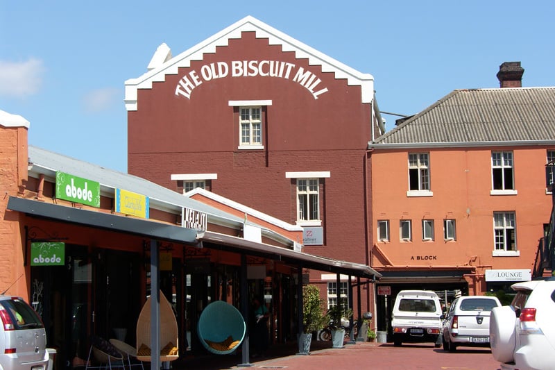 Crowded food stalls at the Old Biscuit Mill Saturday market